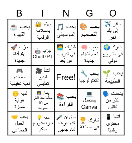 المخيم الصيفي الثاني للجمعية التونسية للمبادرات التربوية Bingo Card