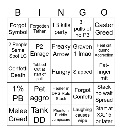 UMAD Static Bingo Card