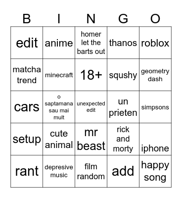 tiktok comunity Bingo Card