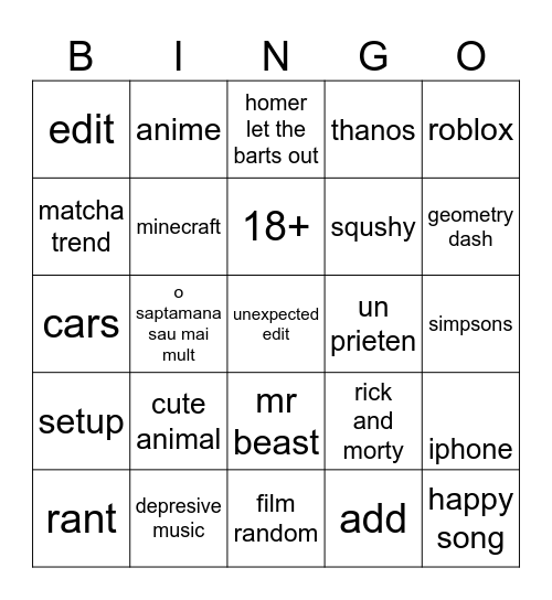 tiktok comunity Bingo Card