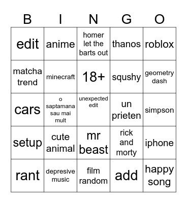 tiktok community Bingo Card