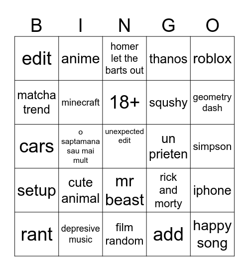 tiktok community Bingo Card