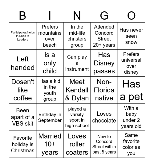Sheffield Baby Shower Bingo Card