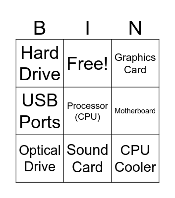 Part of the Pc Bingo Card