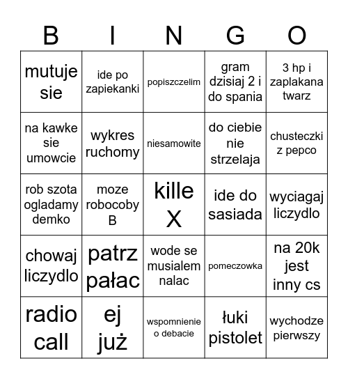 krzywy kraxder Bingo Card