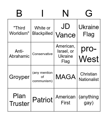 Red Flags on Twitter Bingo Card