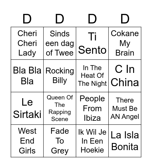 Sven & Friends Sinlge's Bingo Card