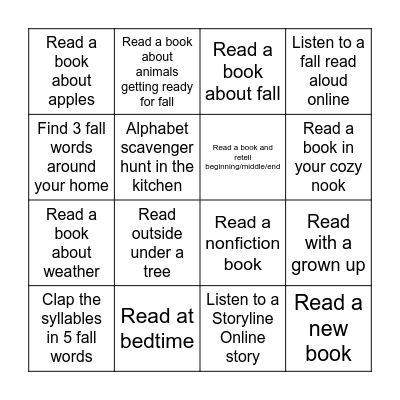 SEPTEMBER — Fall Into Reading Bingo Card