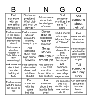Minglin' and Binglin' Bingo Card