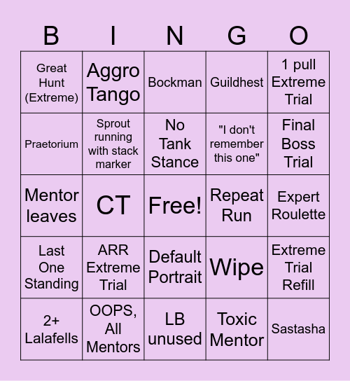 Mentor Roulette Bingo Card