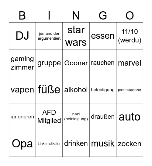 Untitled Bingo Card