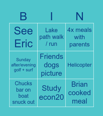Home weekend bingo Card