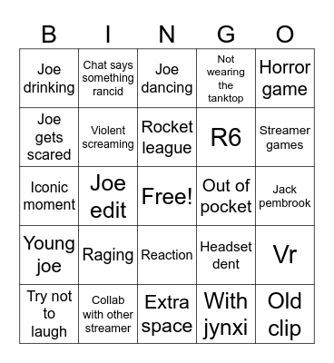 Joe Bart funny moments Bingo Card