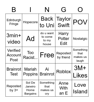 TikTok Bingo 2026 Edition Bingo Card