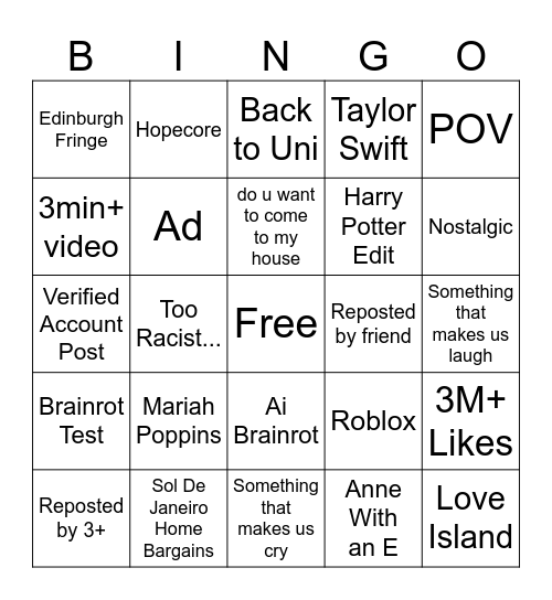 TikTok Bingo 2026 Edition Bingo Card