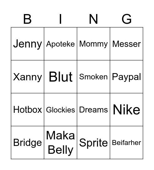Maka Belly Bingo Card