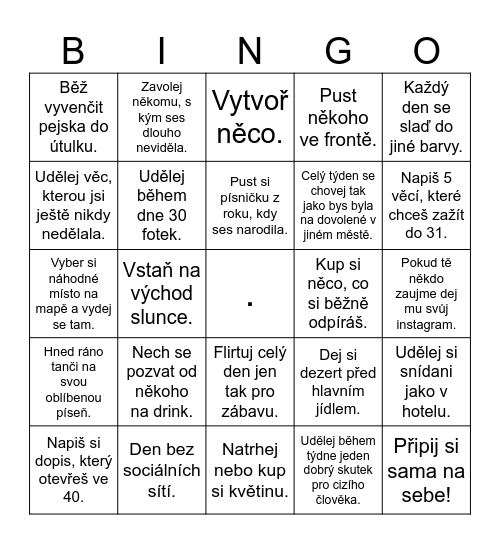 Bingo na narozeninový týden Bingo Card