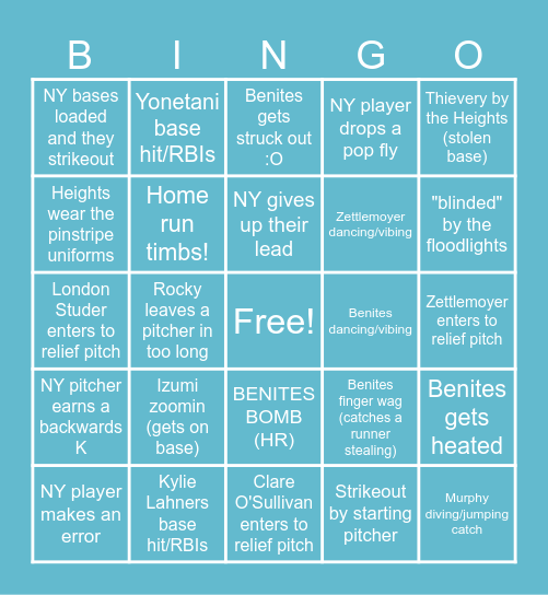 NY Heights Bingo Card