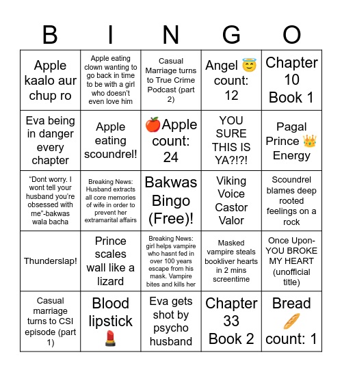 Once Upon My Bingo Heart! Bingo Card