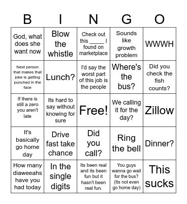 Cody Bingo Card