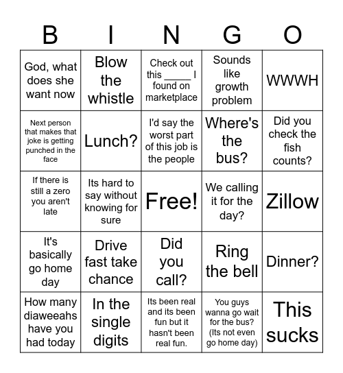 Cody Bingo Card