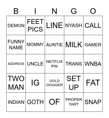 TINDER BINGO Card