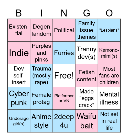 MTF-coded games Bingo Card