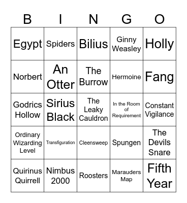 Harry Potter Bingo Card