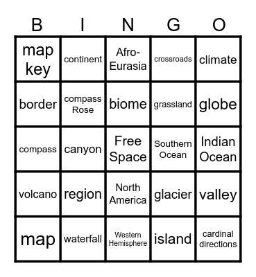 Geography Bingo Card