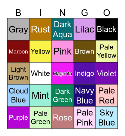 YA Book Cover Color Bingo! Bingo Card