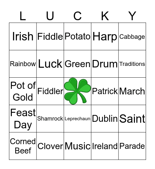 Luck Of The Irish Bing Bingo Card