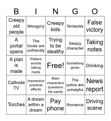 In the Mouth of Madness Bingo Card