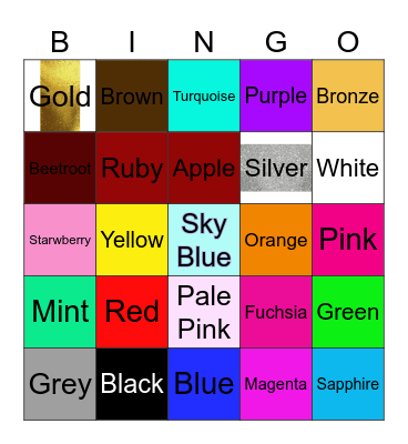 Colors and Numbers Bingo Card