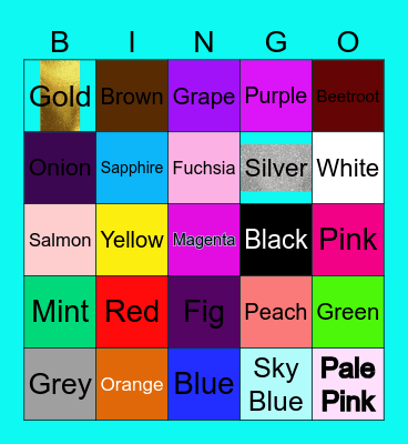 Colors and Numbers Bingo Card