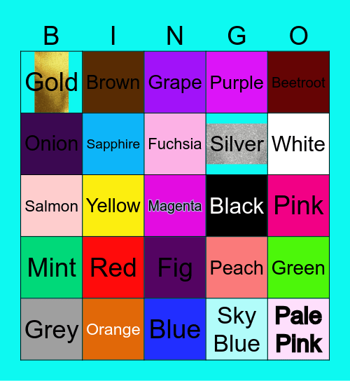 Colors and Numbers Bingo Card