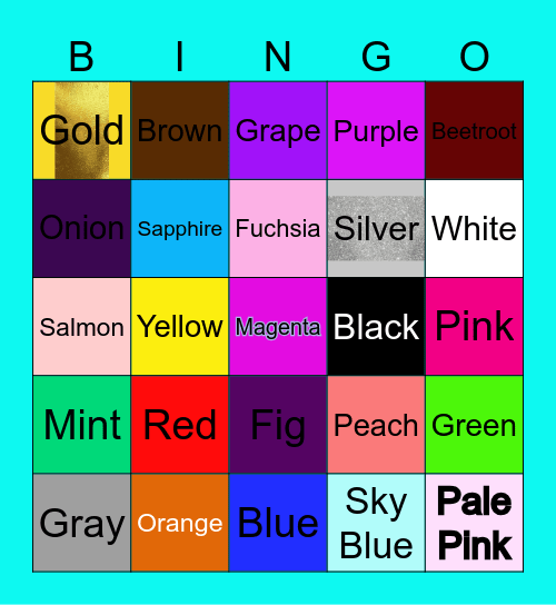 Colors and Numbers Bingo Card