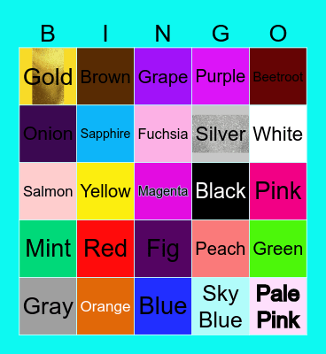 Colors Name Bingo Card