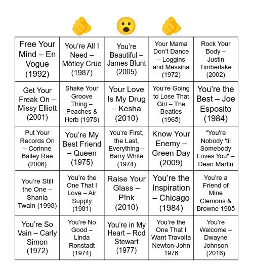 "You're or "Your" in the Title Bingo Card