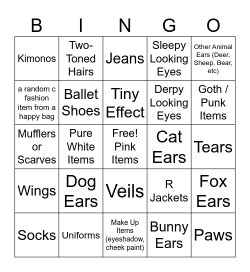 hkdv pretty privilege:fashion ver Bingo Card