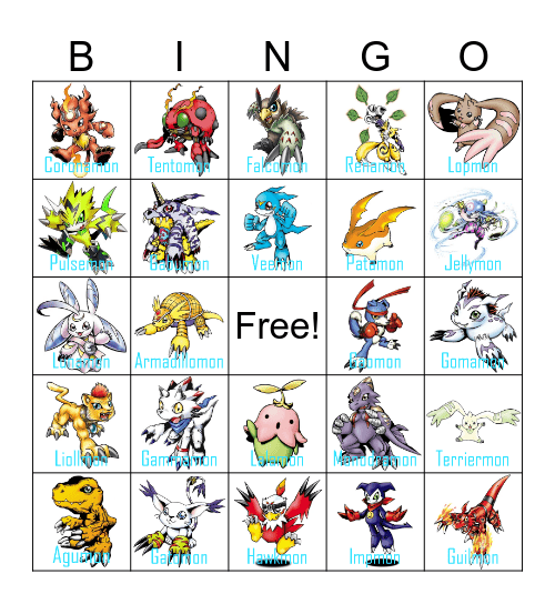 Digimon Bingo Card