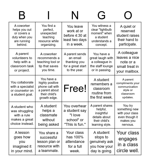 Looking for Happiness Bingo Card