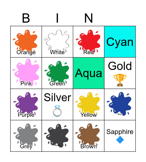 COLOURS Bingo Card