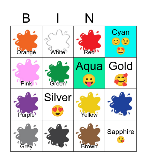 COLOURS NAME Bingo Card