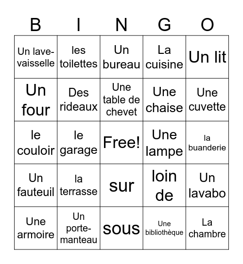 Housing Bingo Card