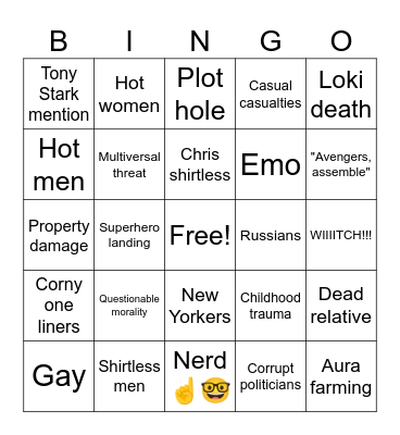 Marvel Bingo Card