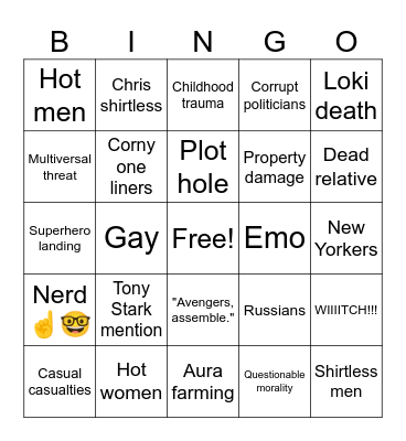 Marvel Bingo Card
