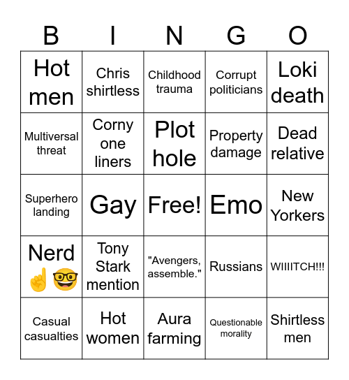 Marvel Bingo Card