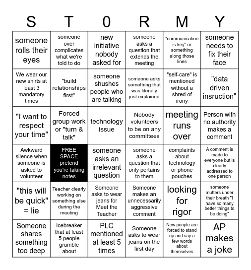 S-T-O-R-M-Y Stormy was his name-o Bingo Card