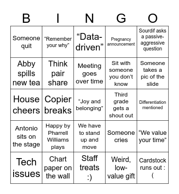 PD Bingo Card