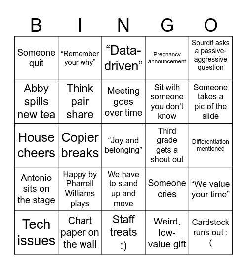 PD Bingo Card